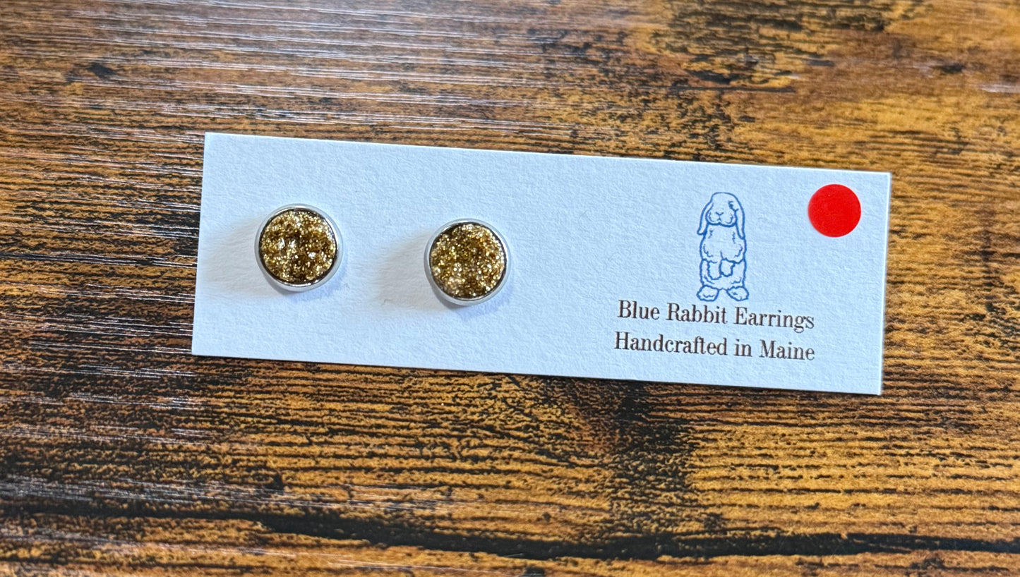 Gold Druzy Studs 8mm