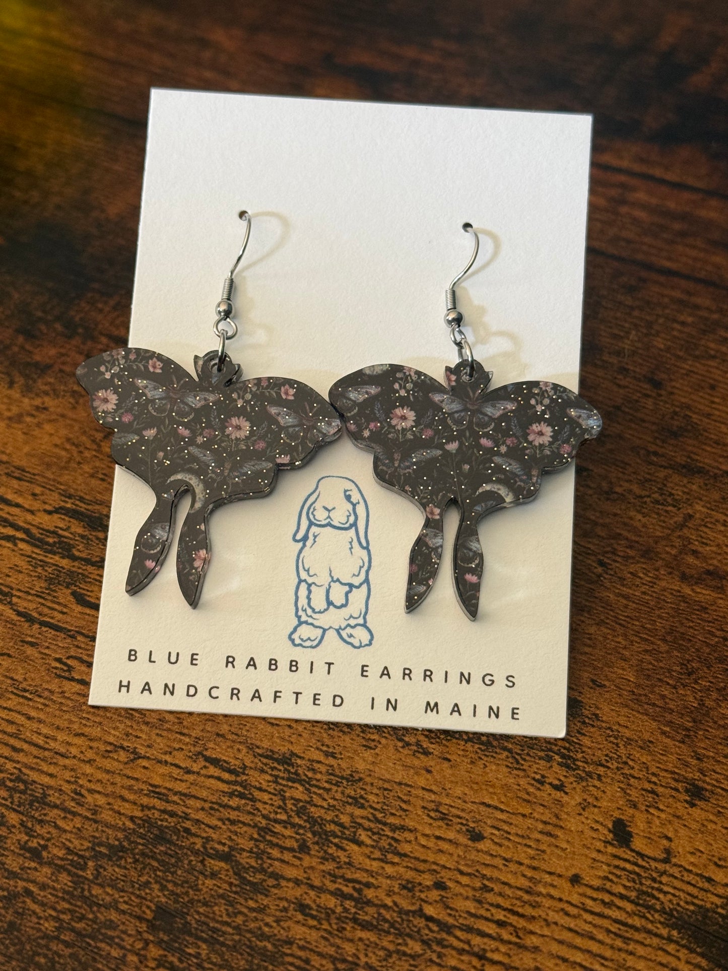Acrylic Luna Moth Earrings