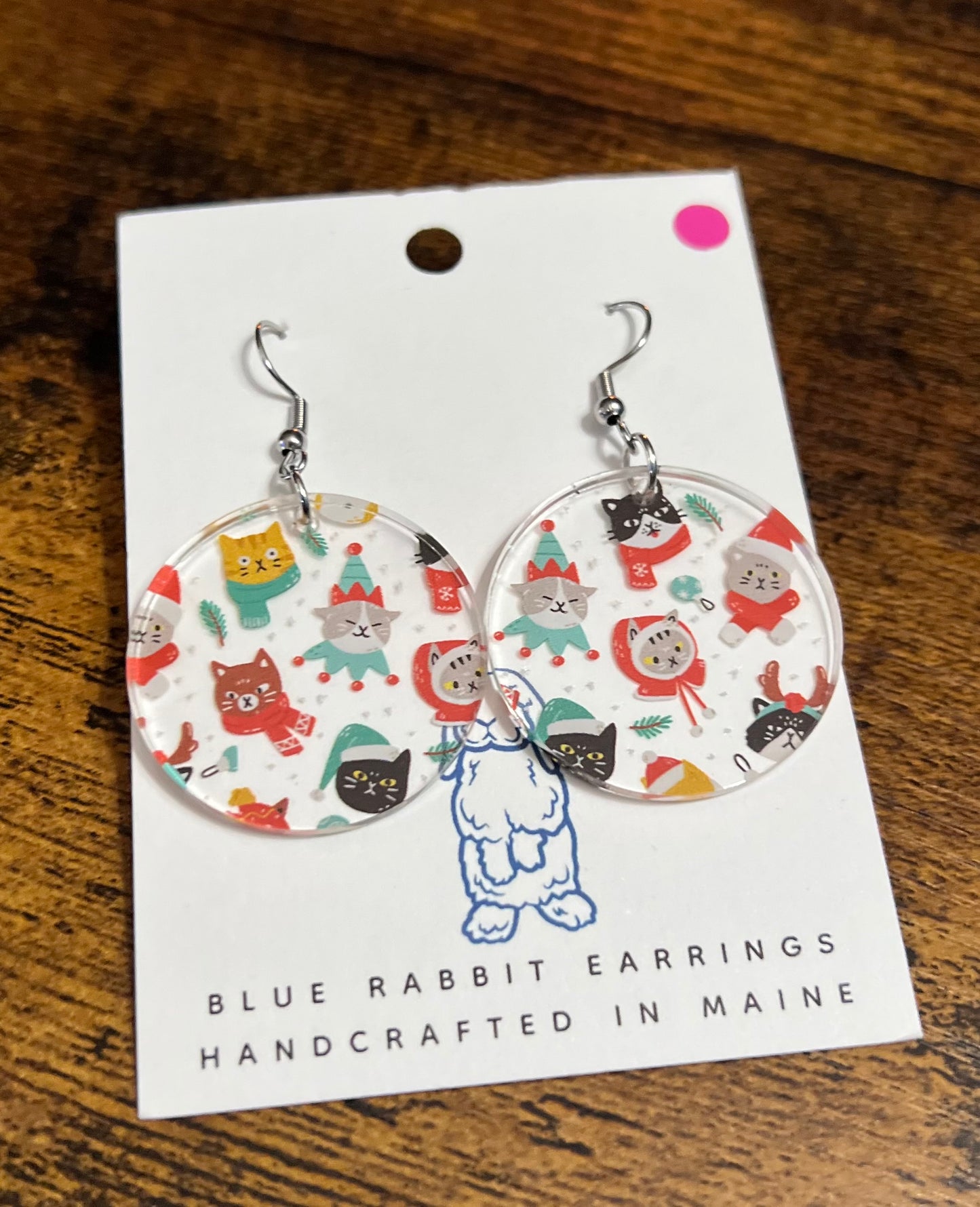 Acrylic Winter Cat Earrings