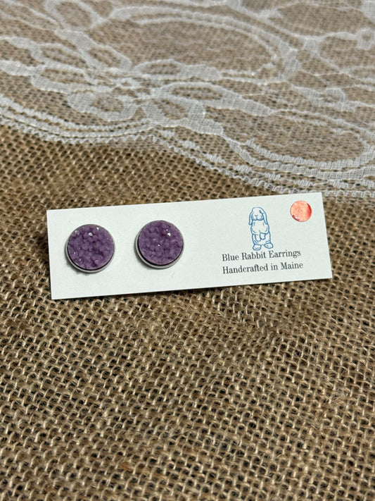Lilac Druzy Studs 12mm