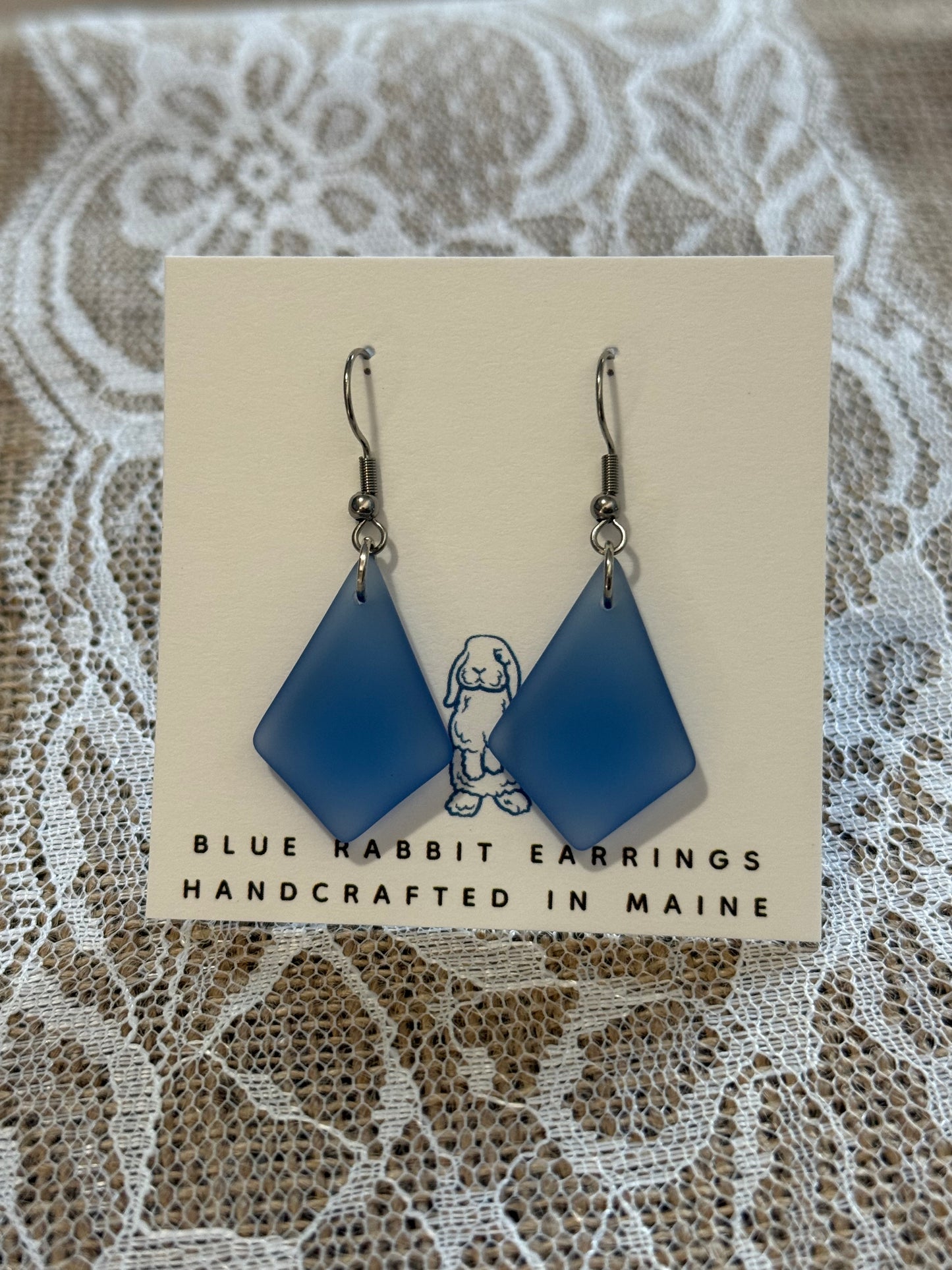Sapphire Diamond Sea Glass Earrings