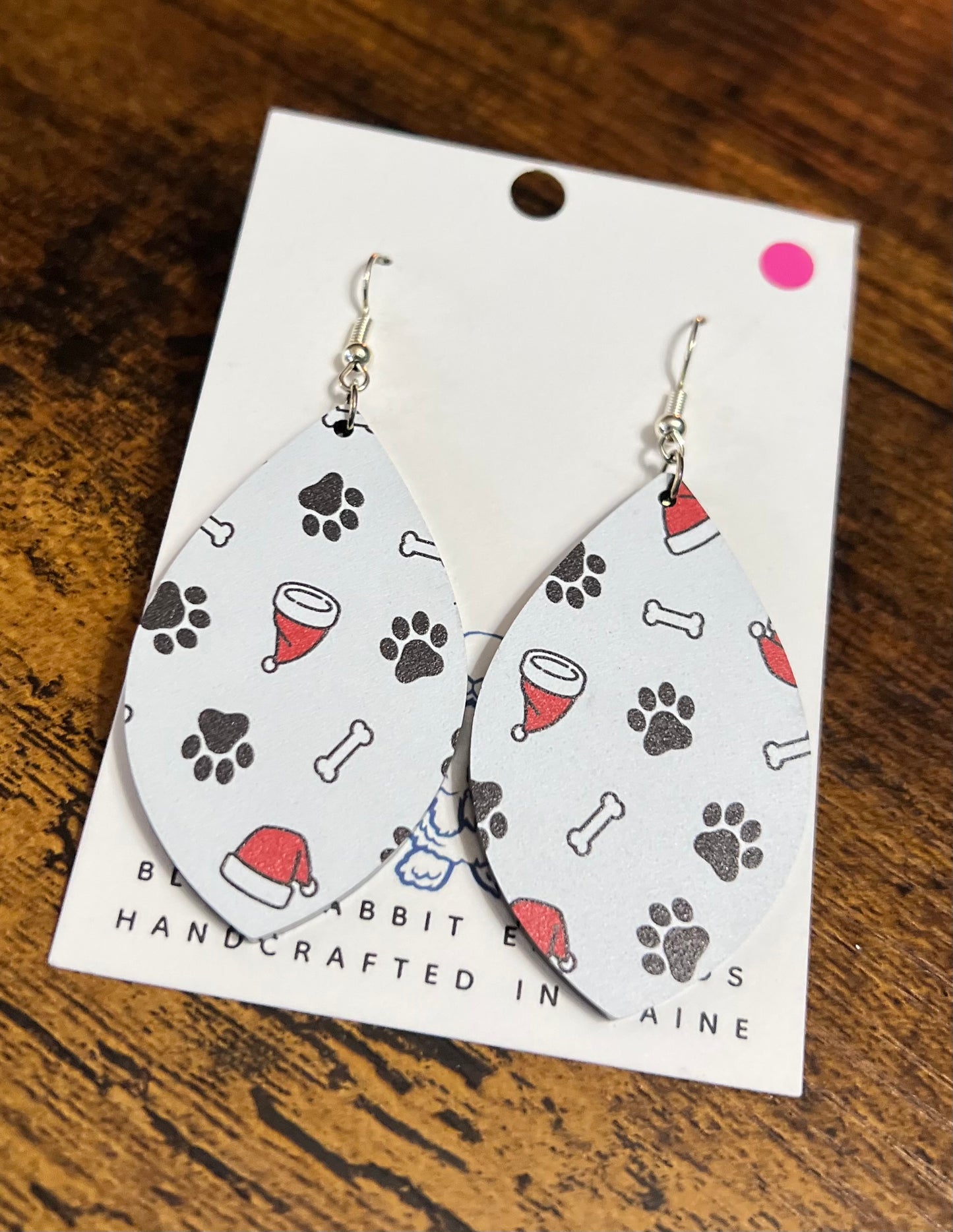 Acrylic Santa Paws Earrings