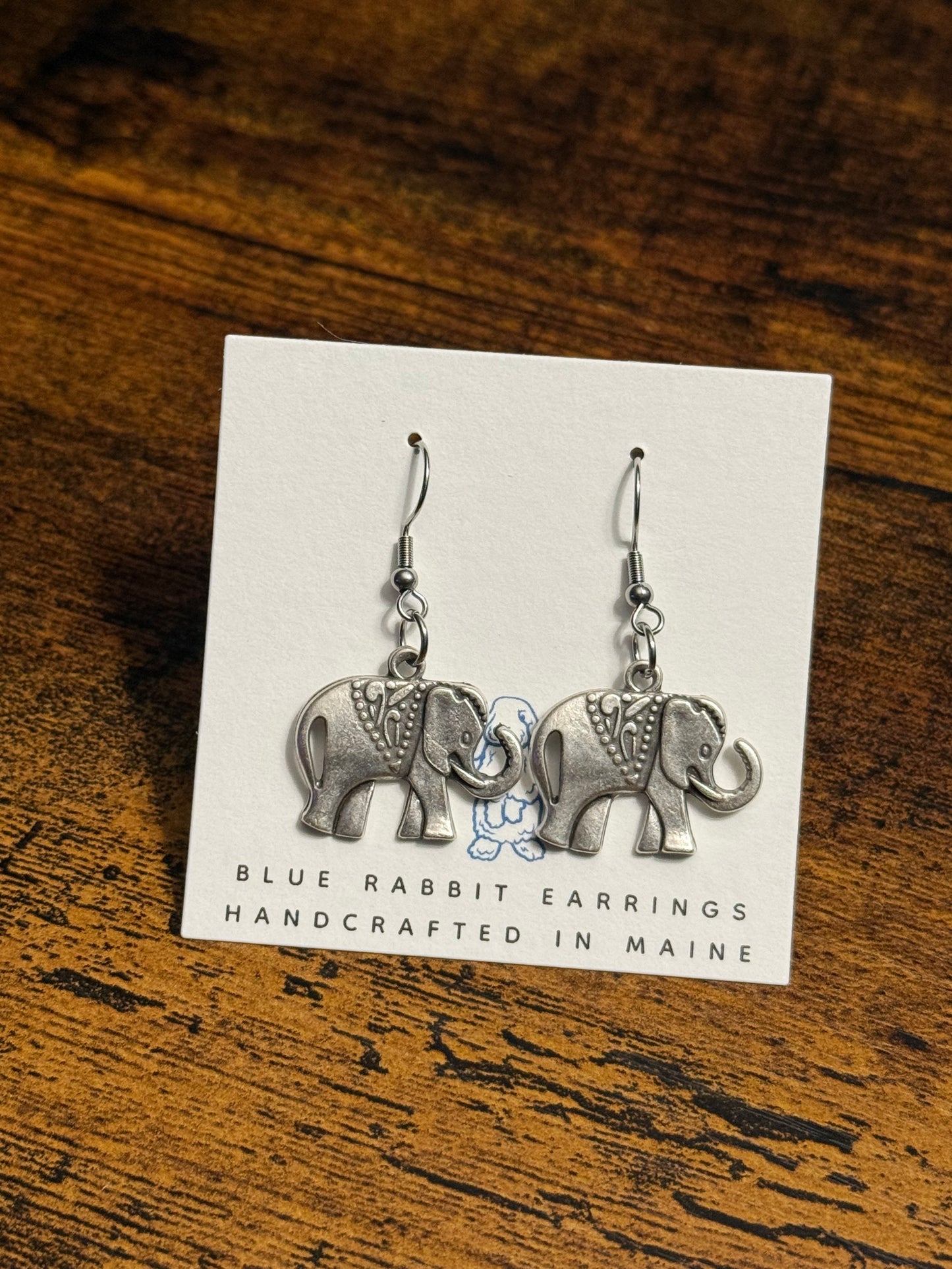 Antique Silver Elephant Earrings