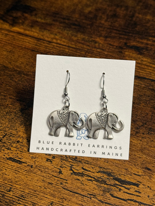 Antique Silver Elephant Earrings