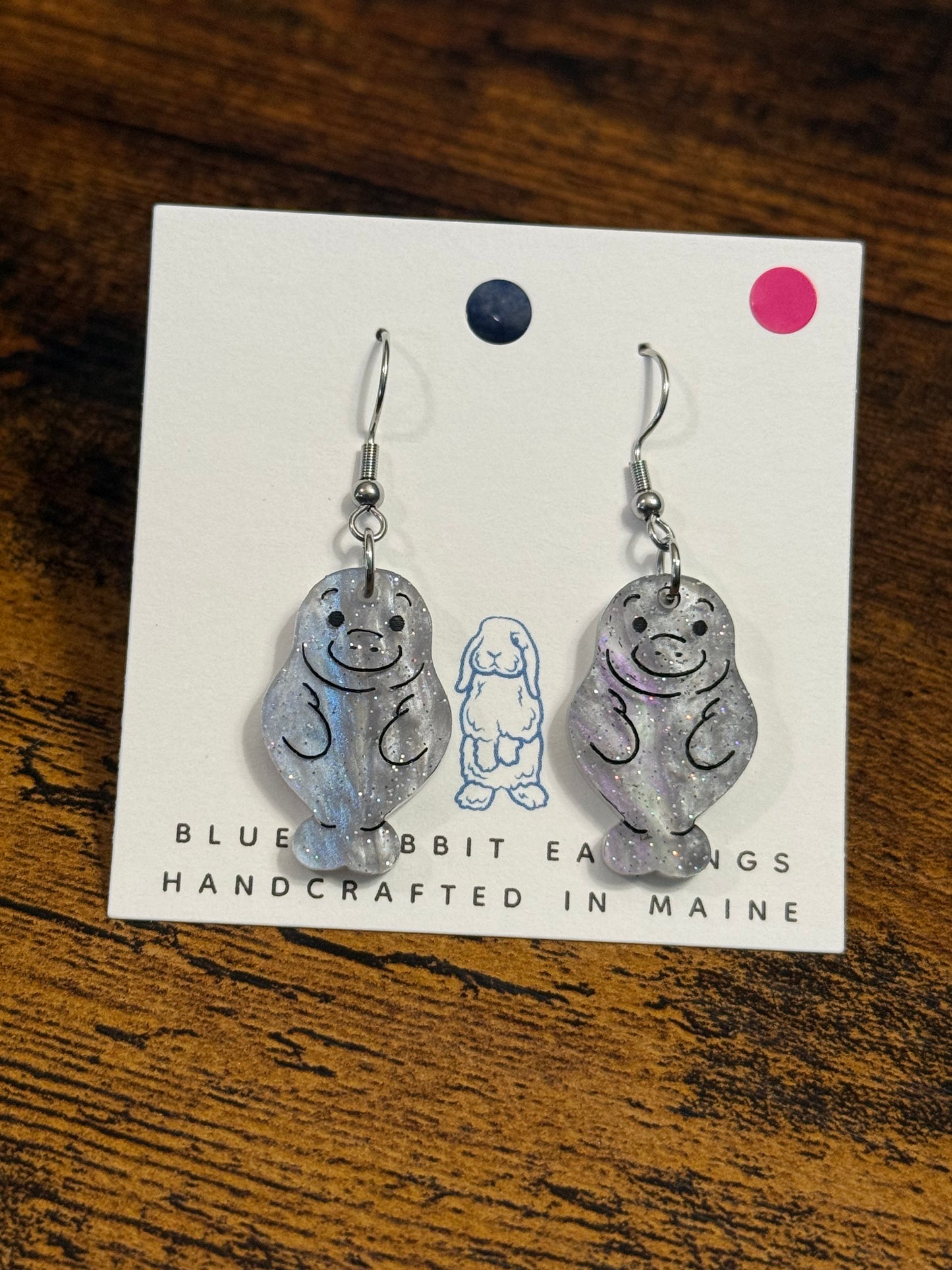 Acrylic Manatee Earrings