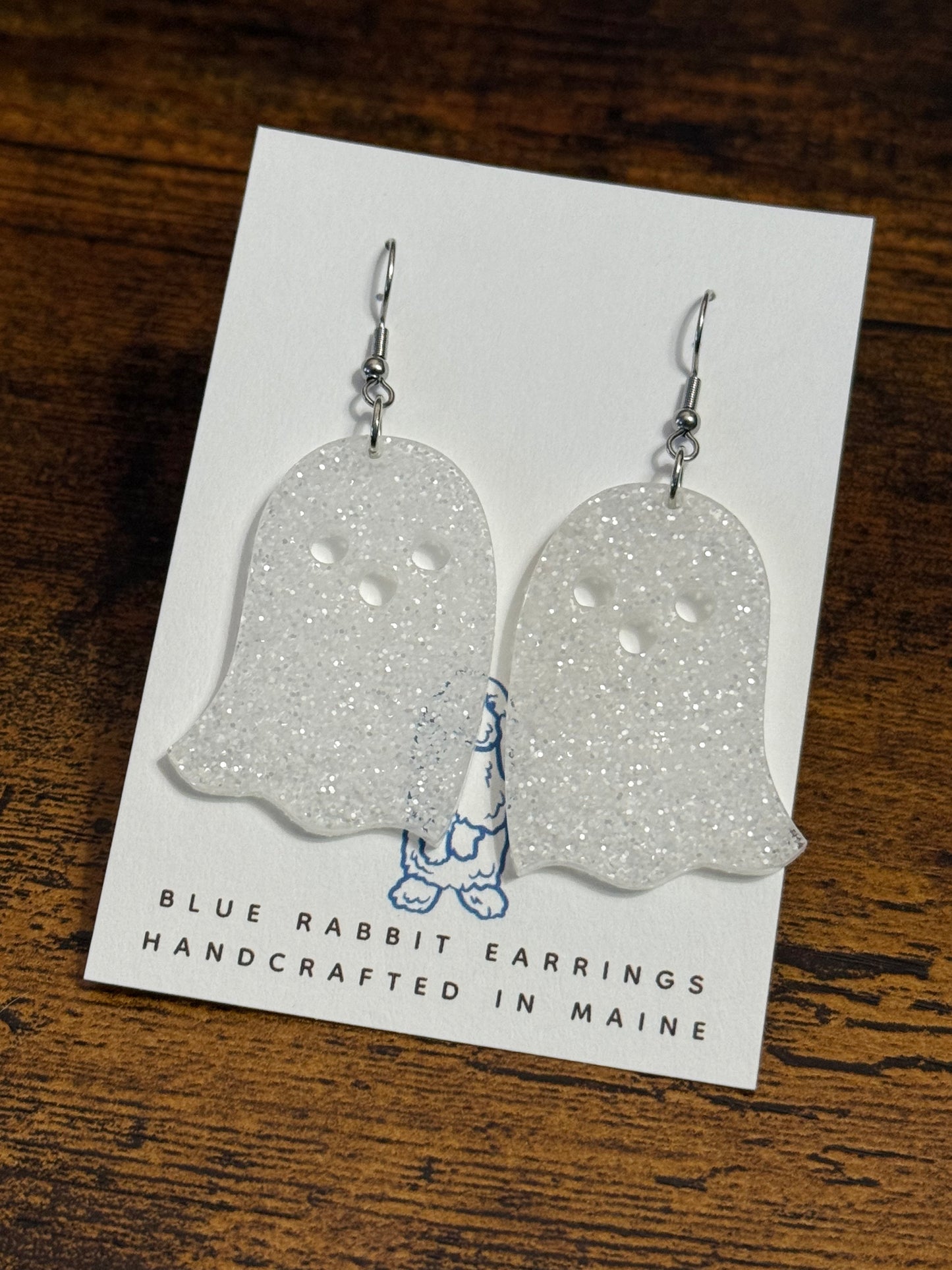 Acrylic Glitter Ghost Earrings