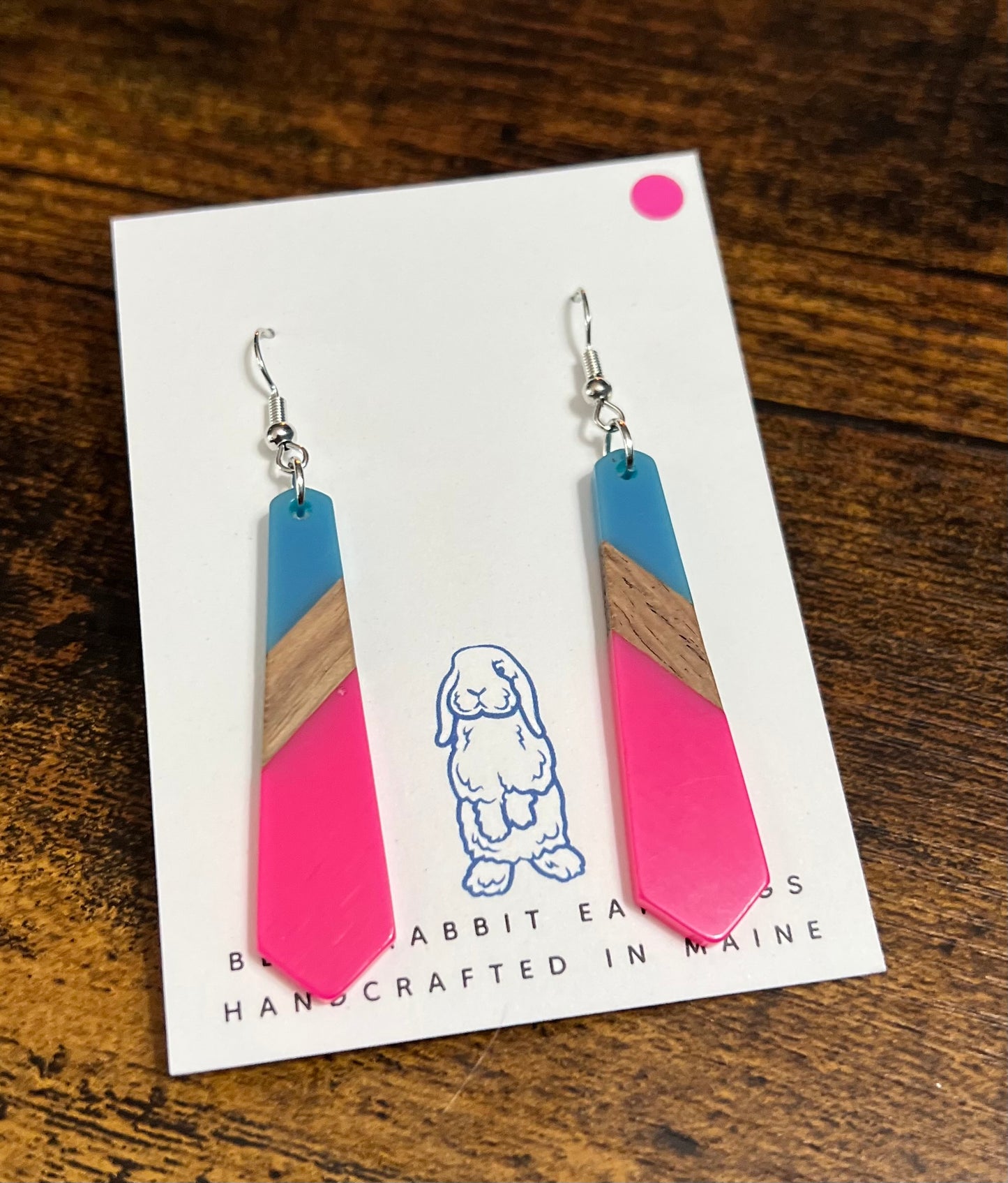 Acrylic Blue & Pink Hexagon Earrings