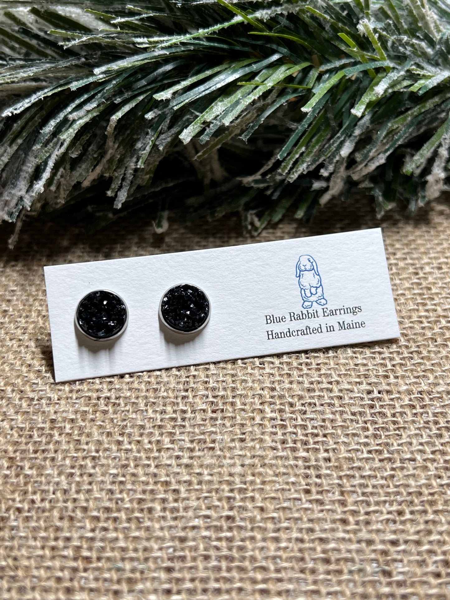 Black Druzy Studs 10mm