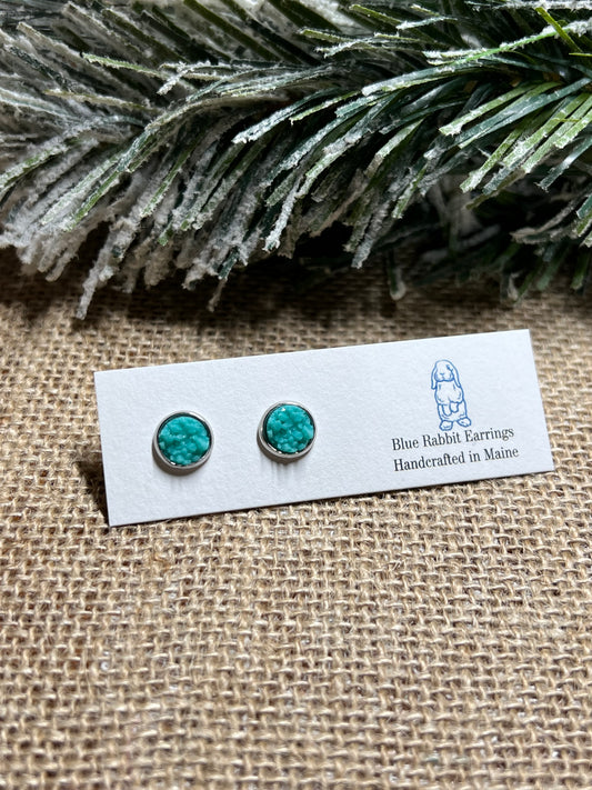 Teal Druzy Studs 8mm