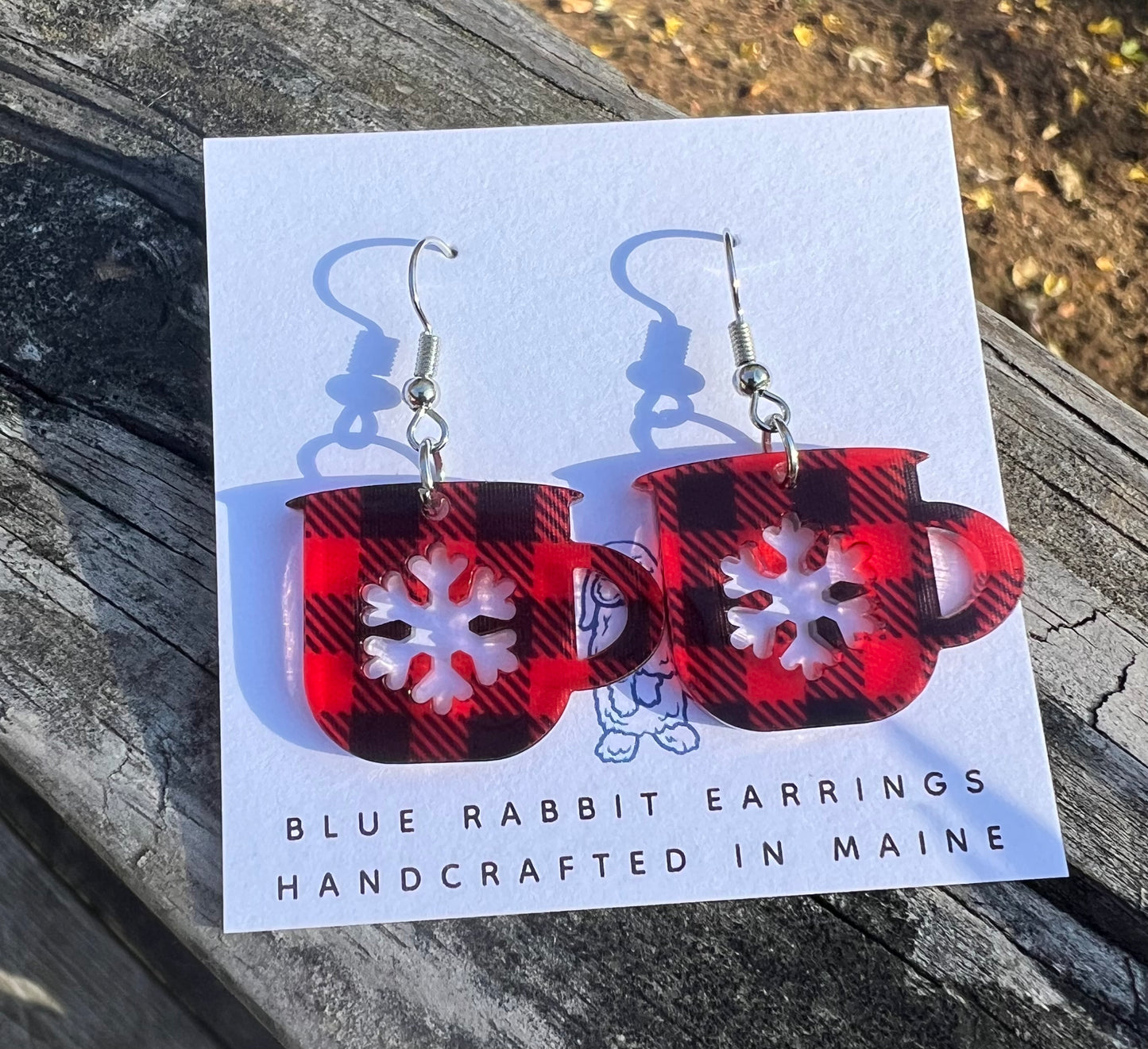 Acrylic Buffalo Plaid Mug Earrings