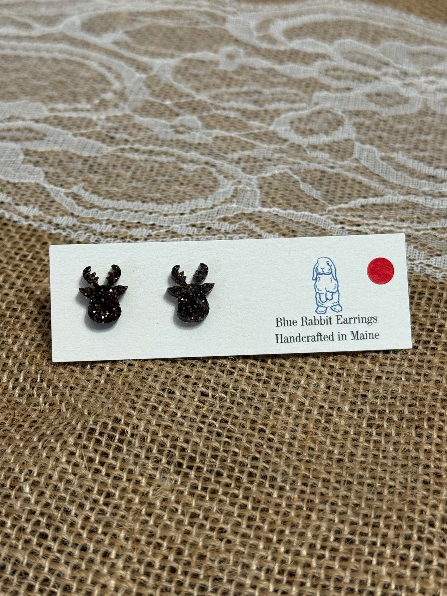 Glitter Reindeer Studs
