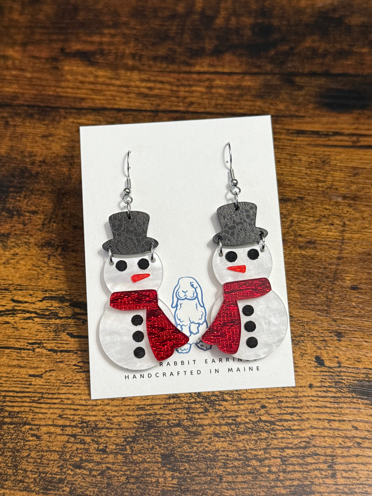 Acrylic Snowman Earrings