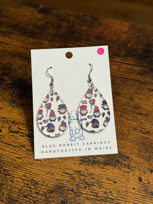 Acrylic Patriotic Gnome Earrings