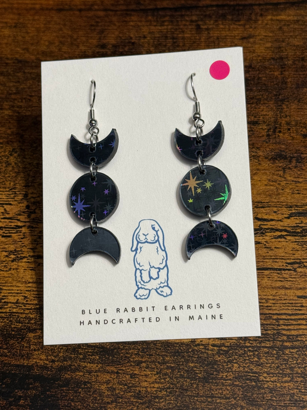 Acrylic Holographic Moon Phase Earrings