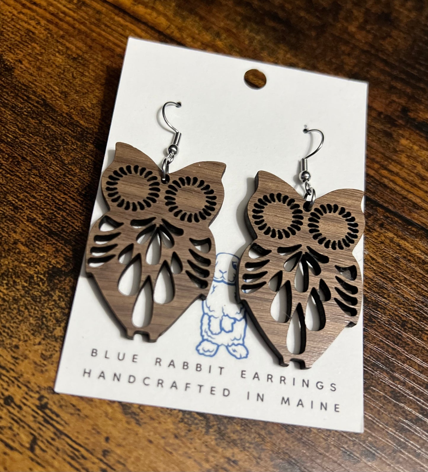 Walnut Owl Earrings