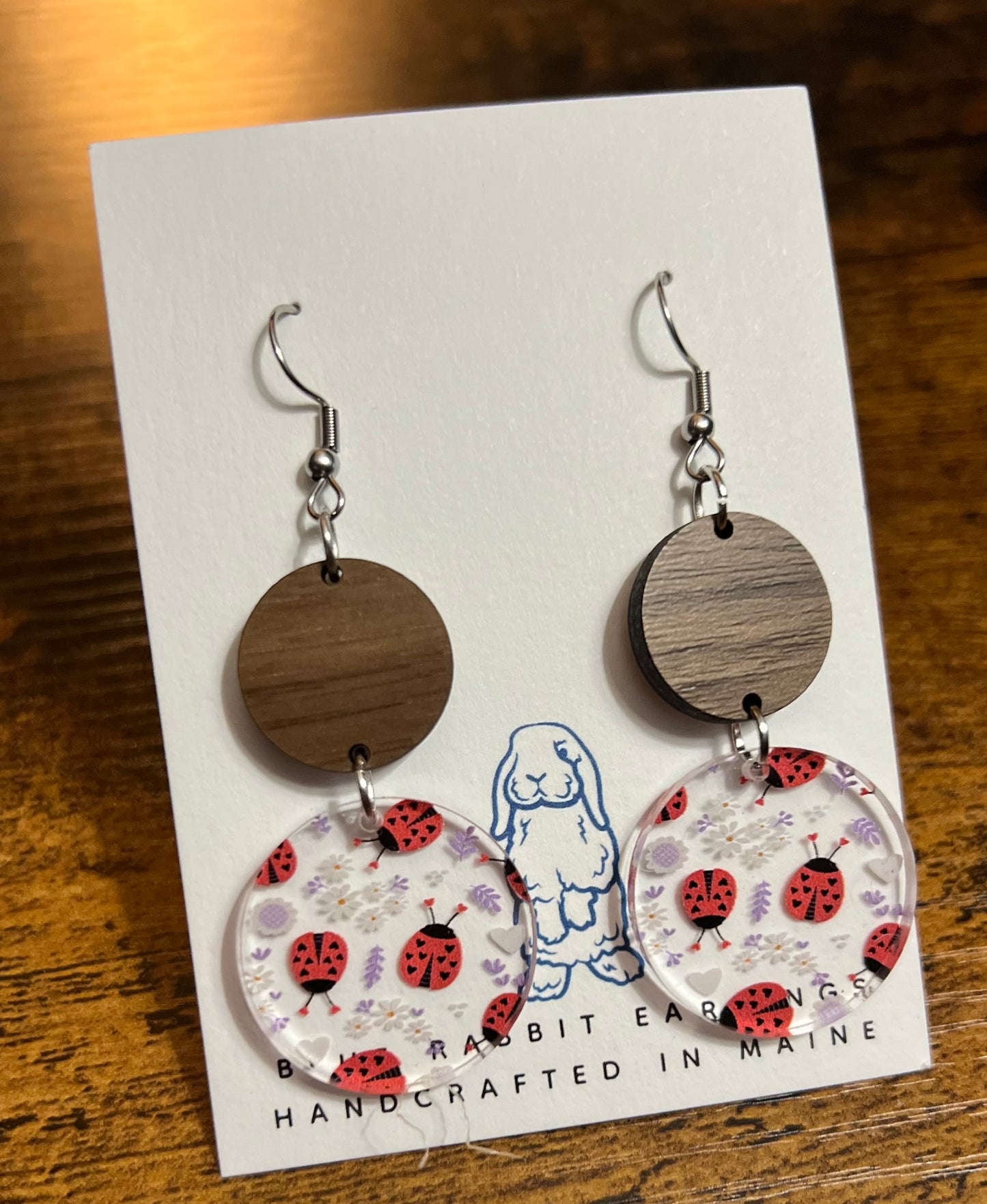 Acrylic Ladybug Earrings