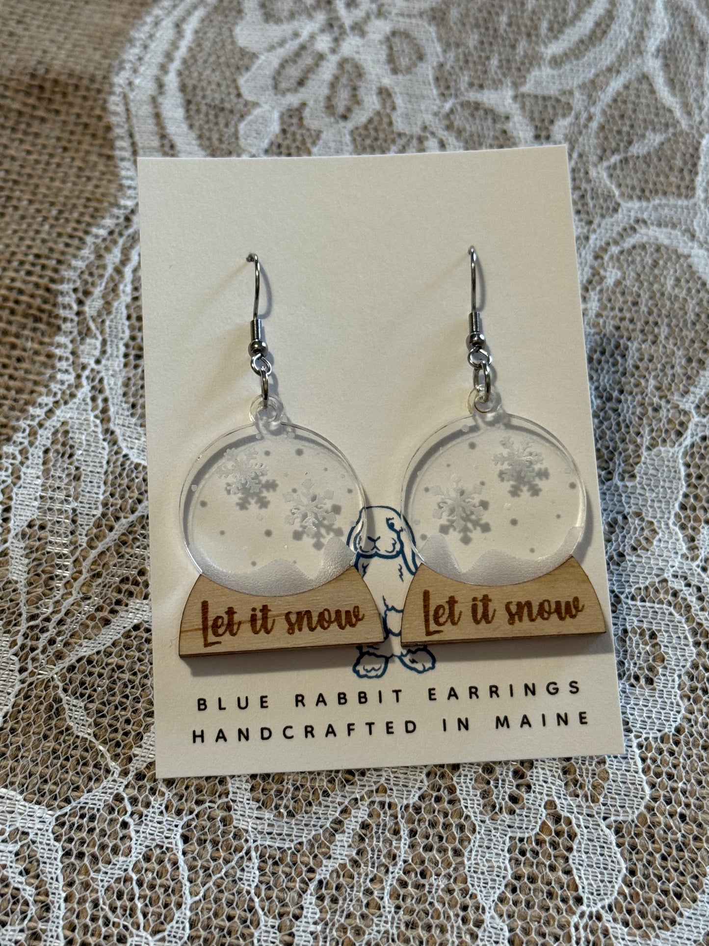 Acrylic Snowflake Globe Earrings