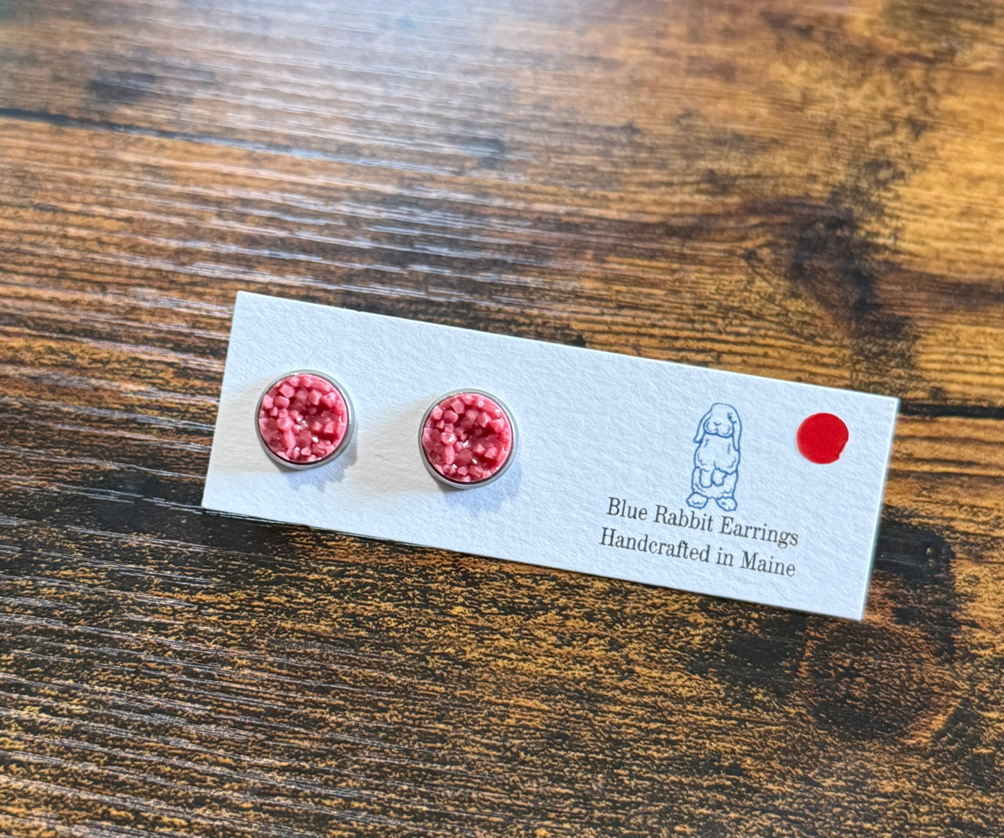 Salmon Druzy Studs 10mm