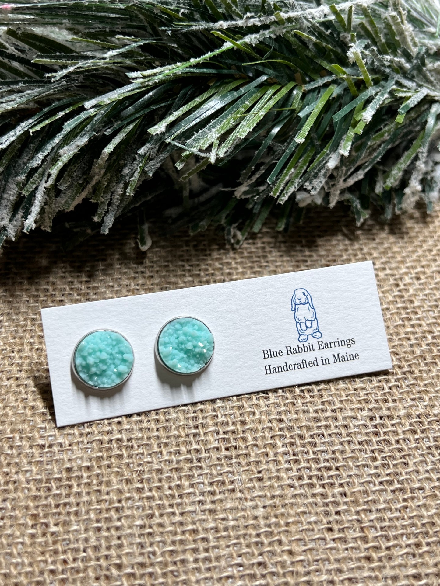 Arctic Blue Druzy Studs 12mm