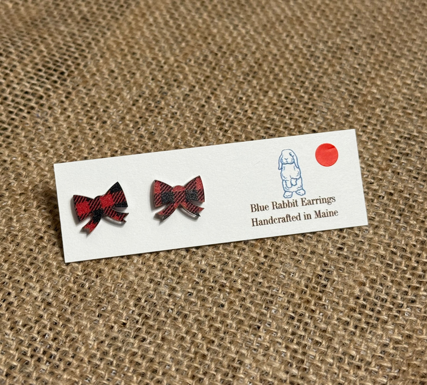 Acrylic Buffalo Plaid Bow Studs