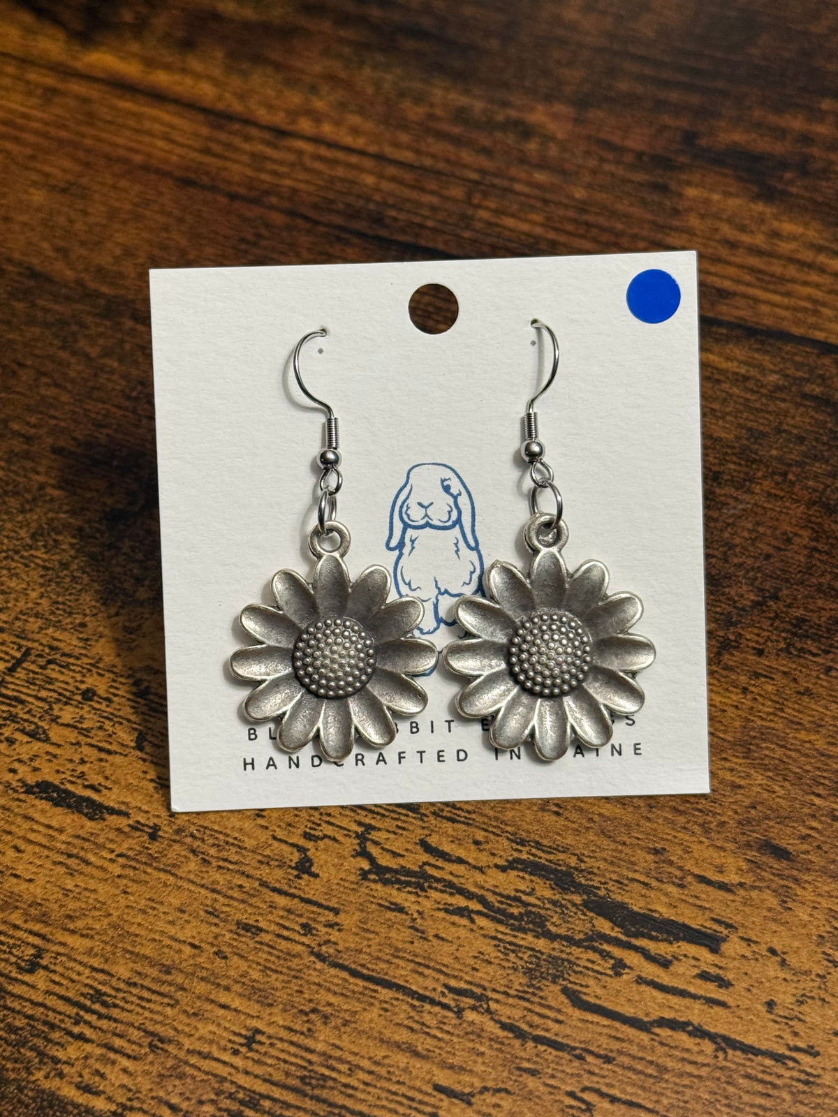 Antique Silver Sunflower Earrings