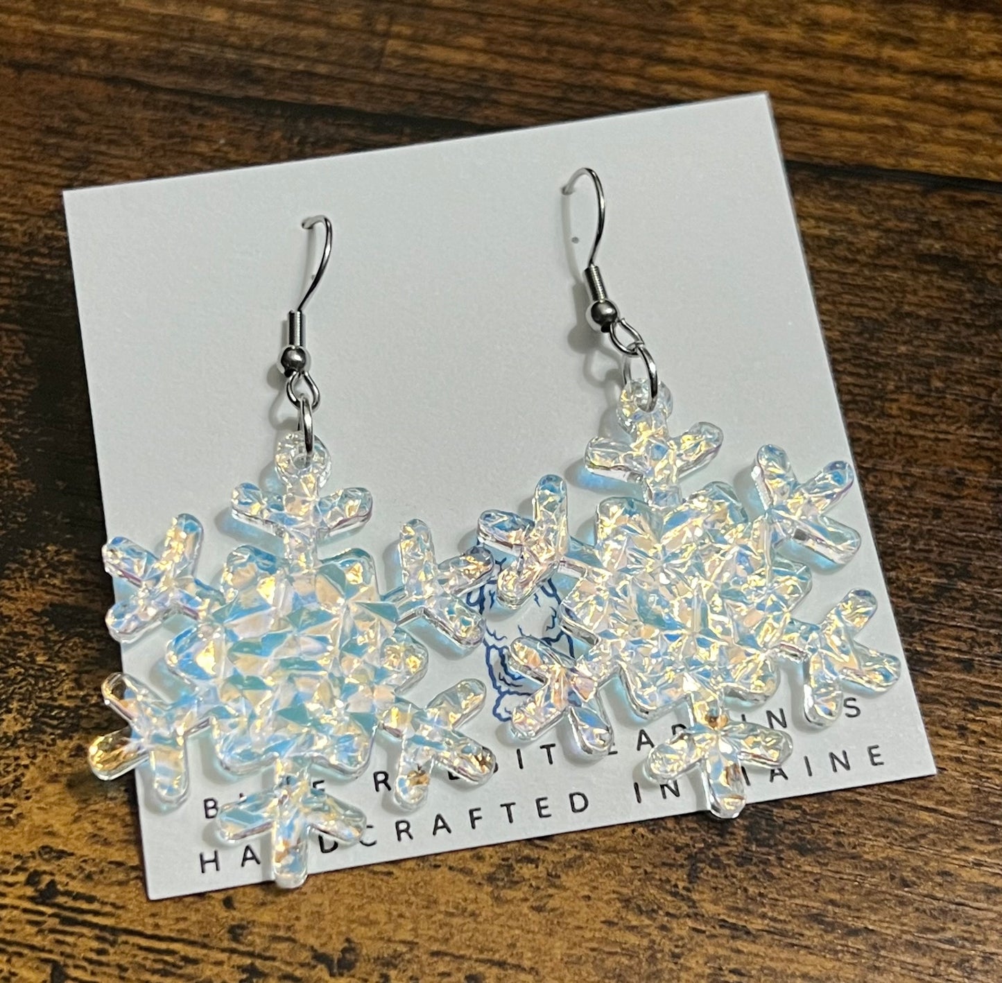 Acrylic Crushed Ice Snowflake Earrings