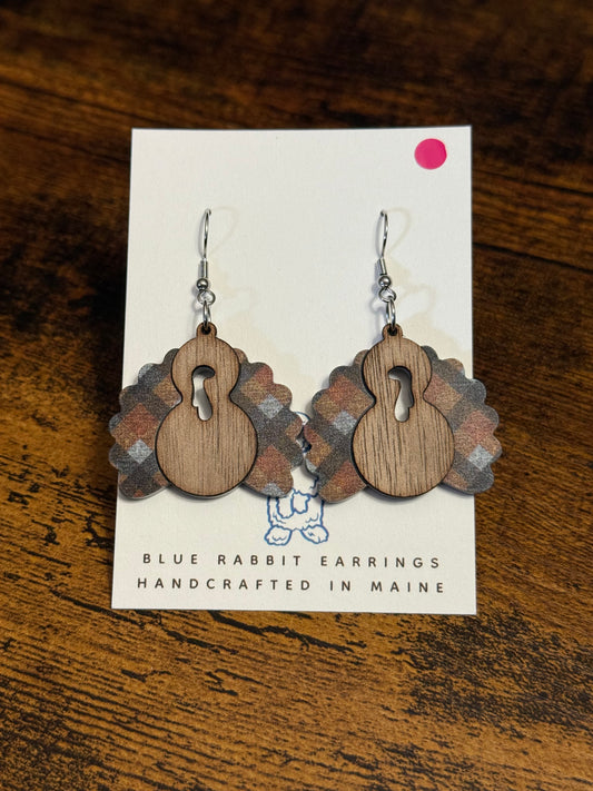 Acrylic Plaid Turkey Earrings