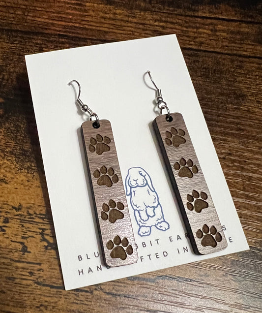 Walnut Paw Print Earrings