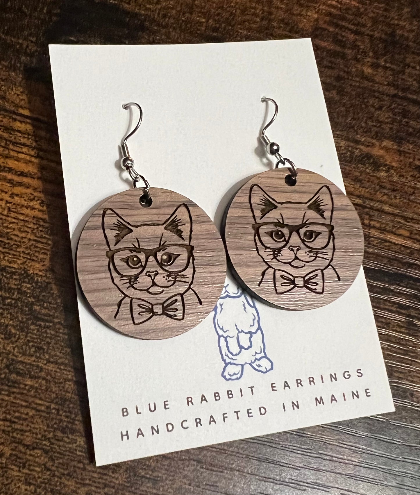 Walnut Cat Earrings