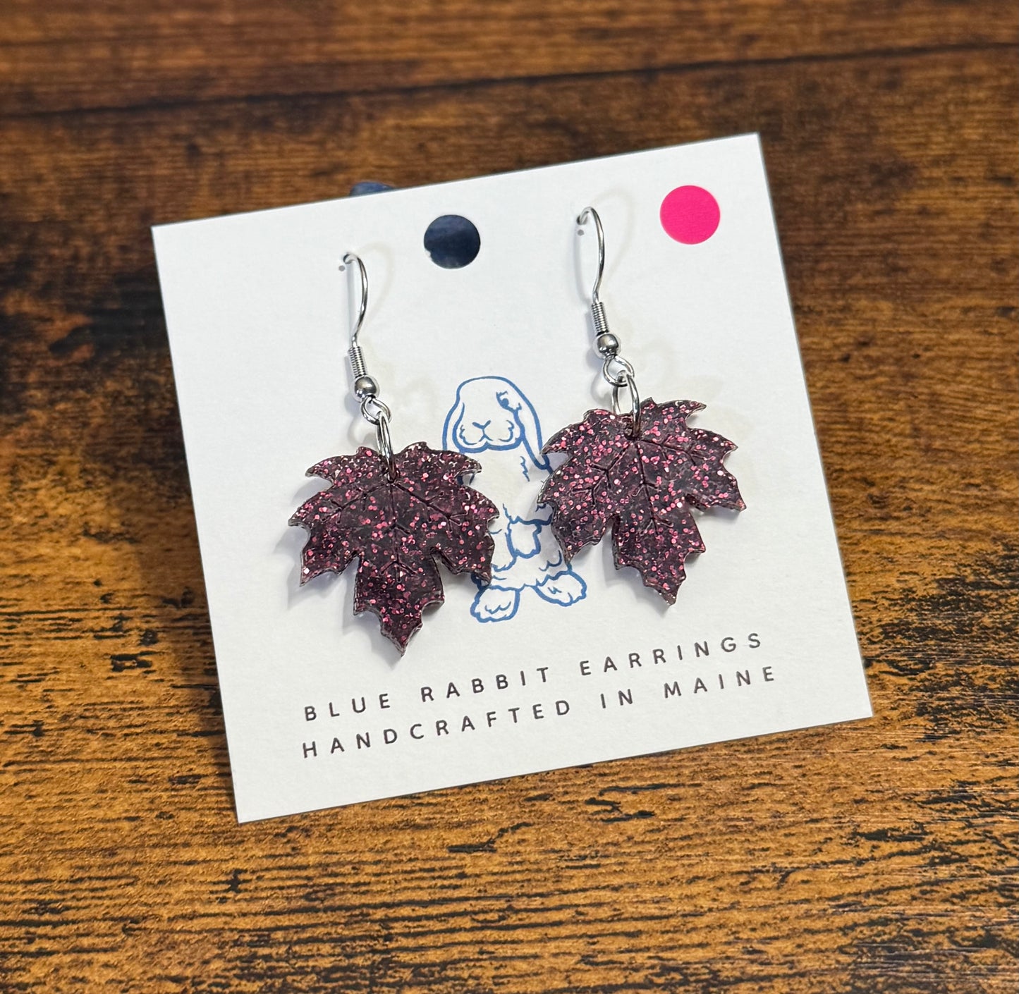 Acrylic Burgundy Fall Leaf Earrings