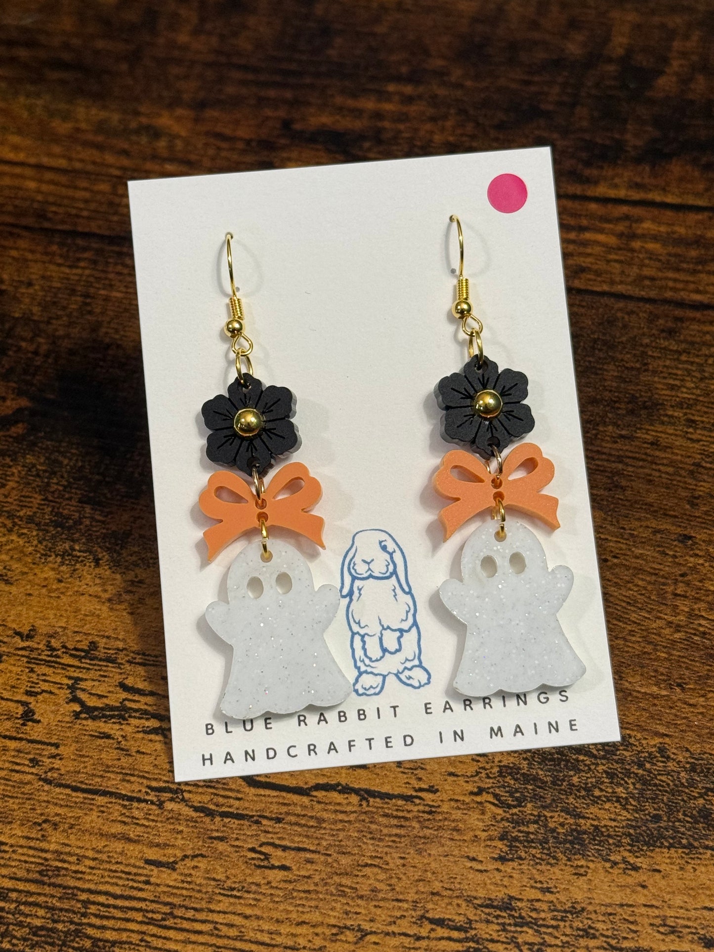 Acrylic Ghost & Flower Earrings