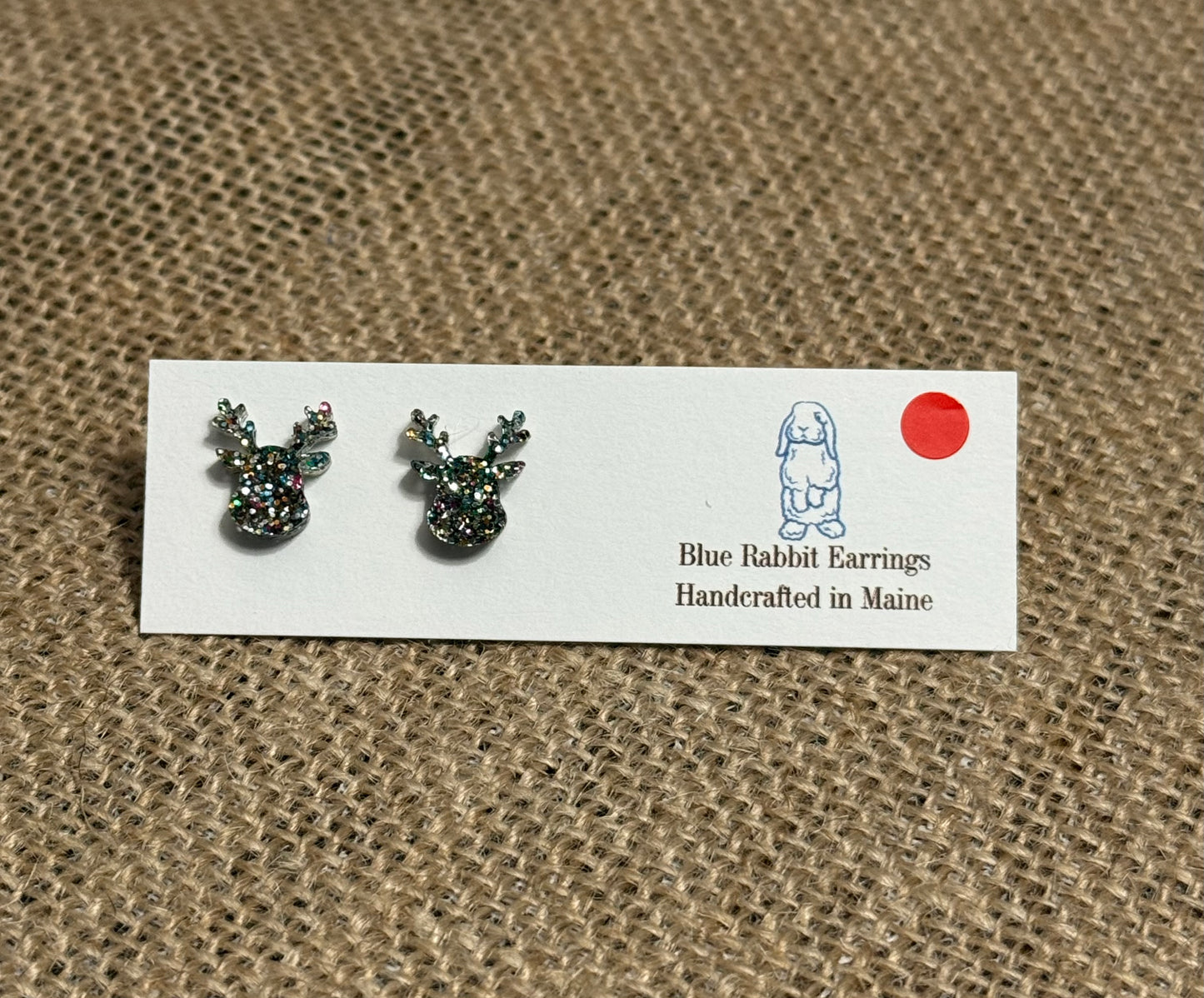 Acrylic Multi Color Reindeer Studs