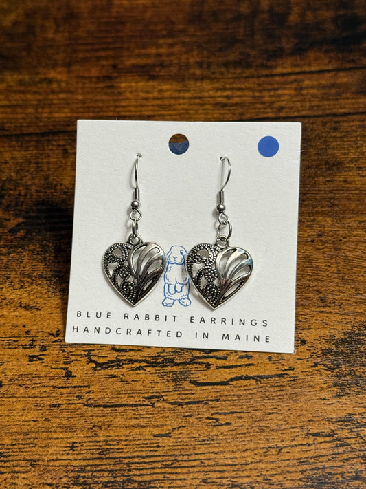 Antique Silver Heart Earrings
