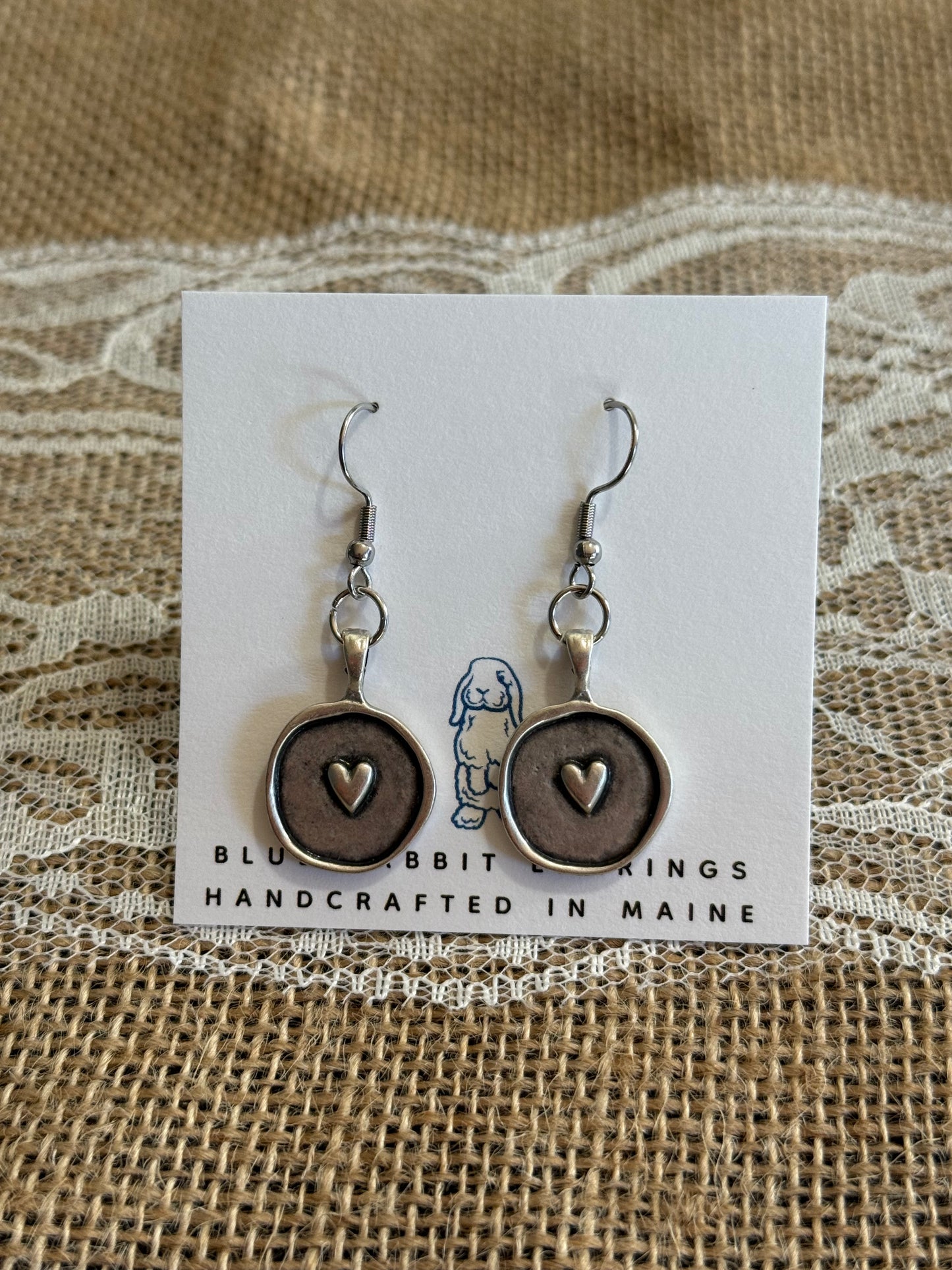 Antique Silver Heart Earrings
