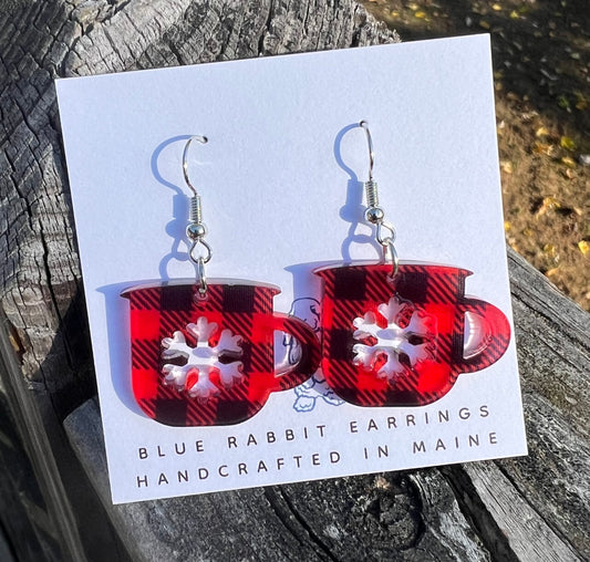 Acrylic Buffalo Plaid Mug Earrings