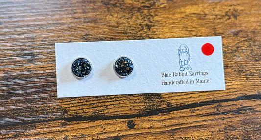 Metallic Blue Druzy Studs 8mm