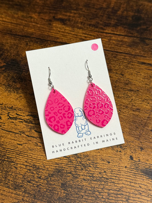 Acrylic Pink Leopard Print Earrings