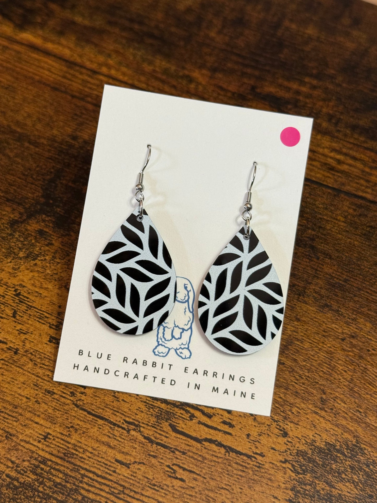 Acrylic Black Leaf Earrings