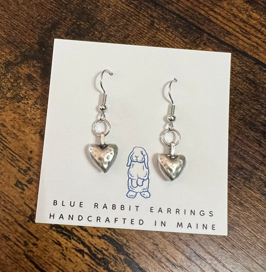 Antique Silver Petite Heart Earrings