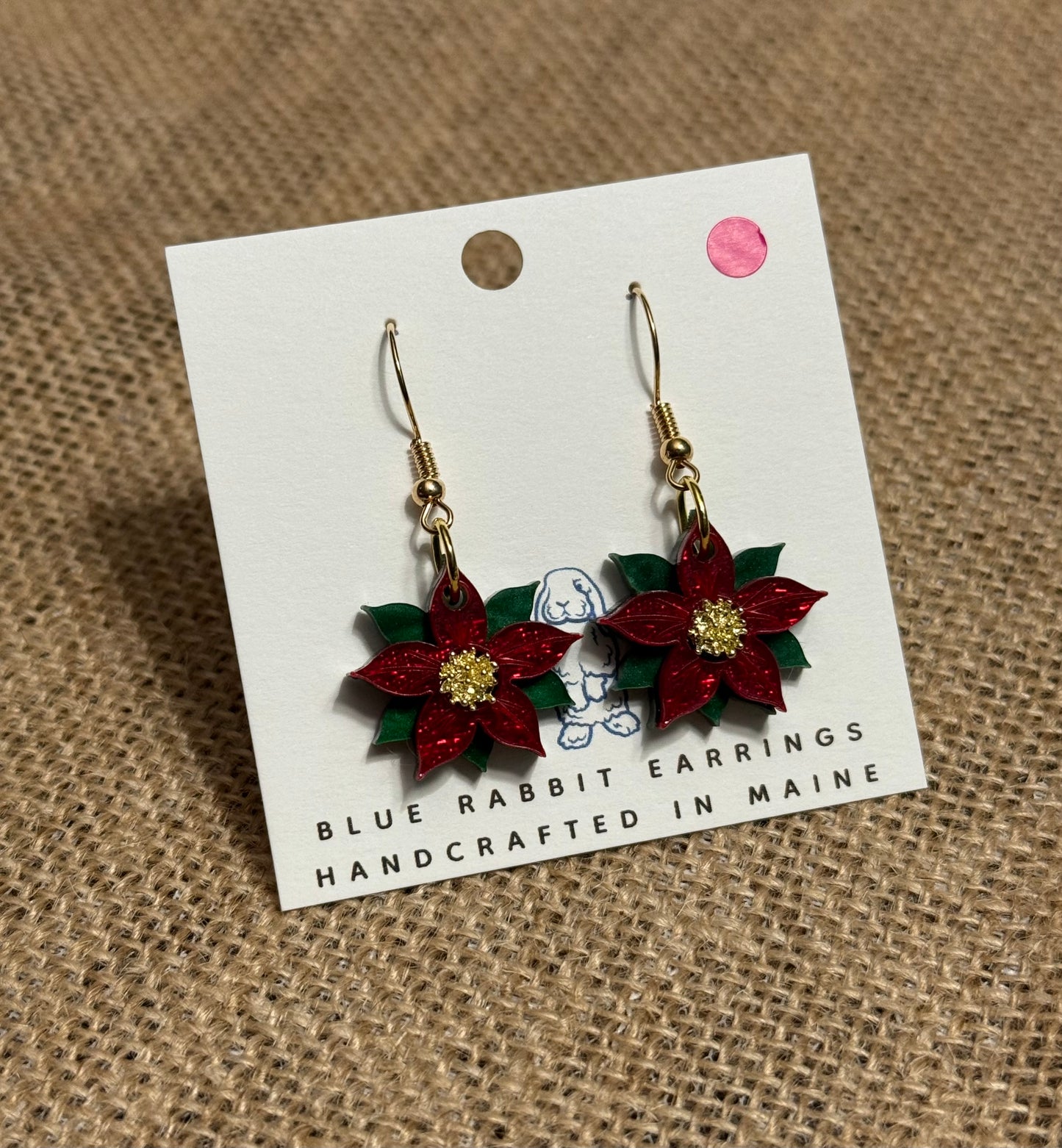 Acrylic Poinsettia Earrings-Gold