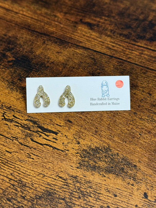 Acrylic Glitter Wishbone Studs