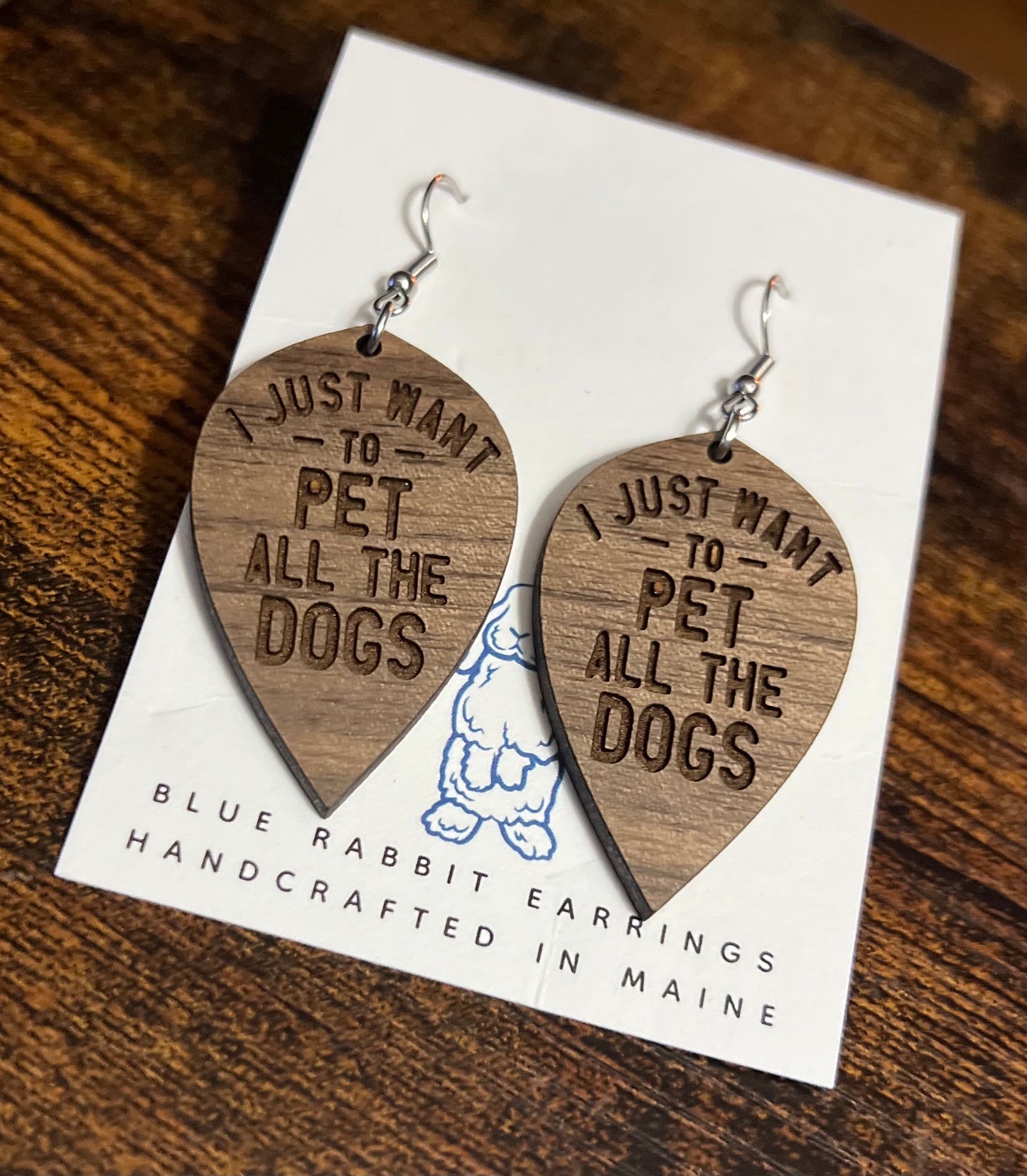 Walnut Pet the Dogs Earrings