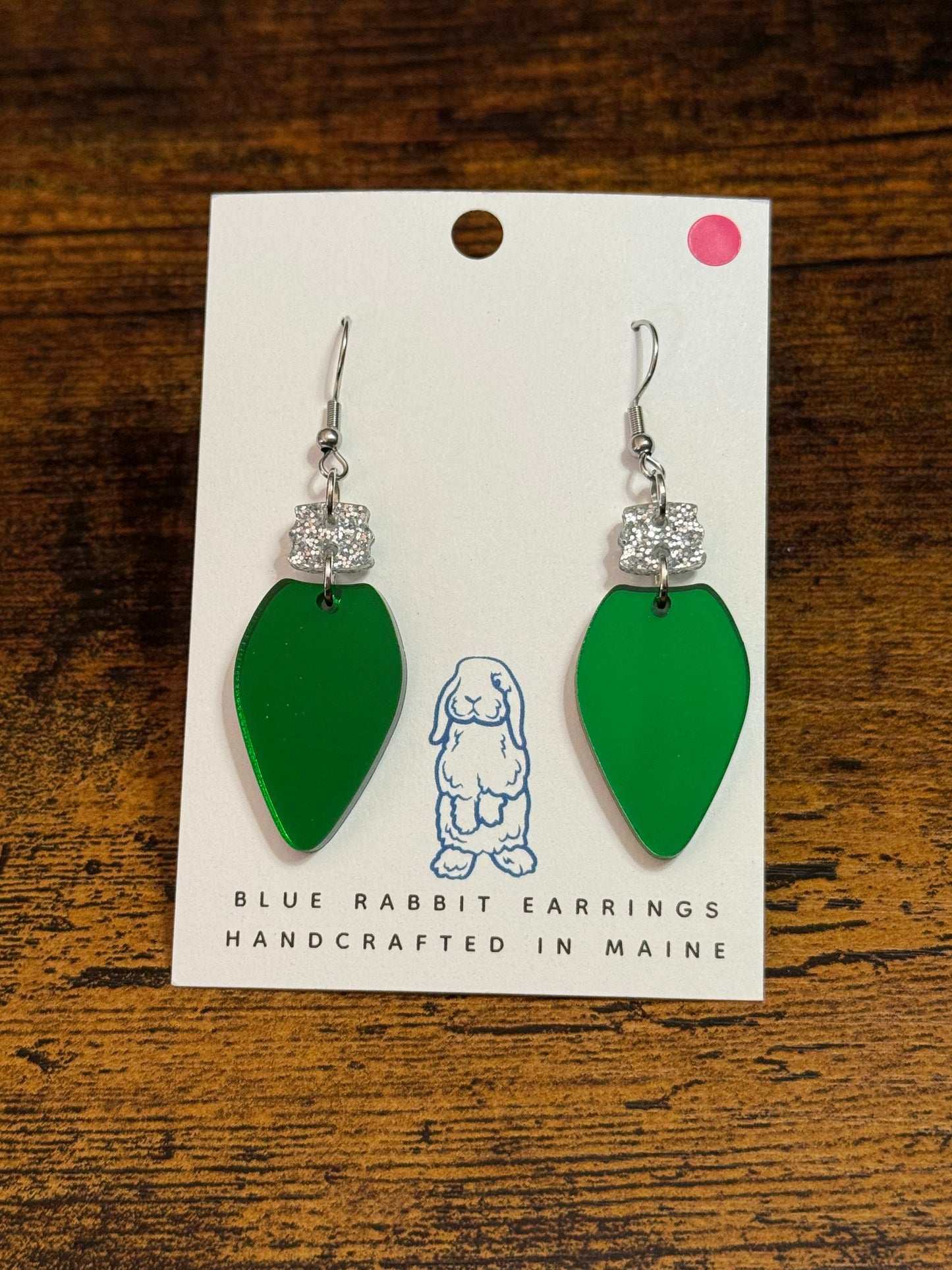 Mirrored Green Acrylic Light Earrings