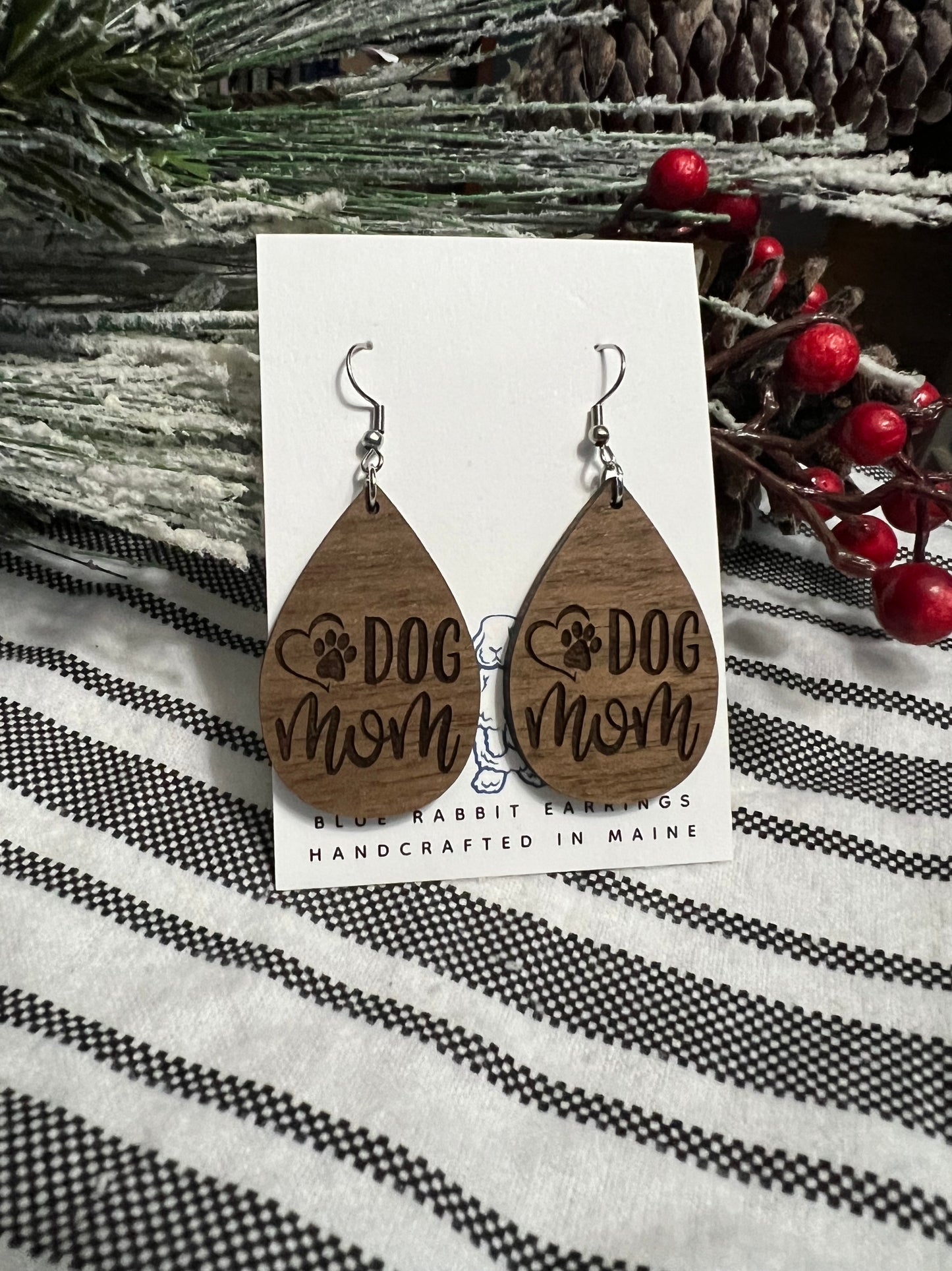 Walnut Dog Mom Earrings