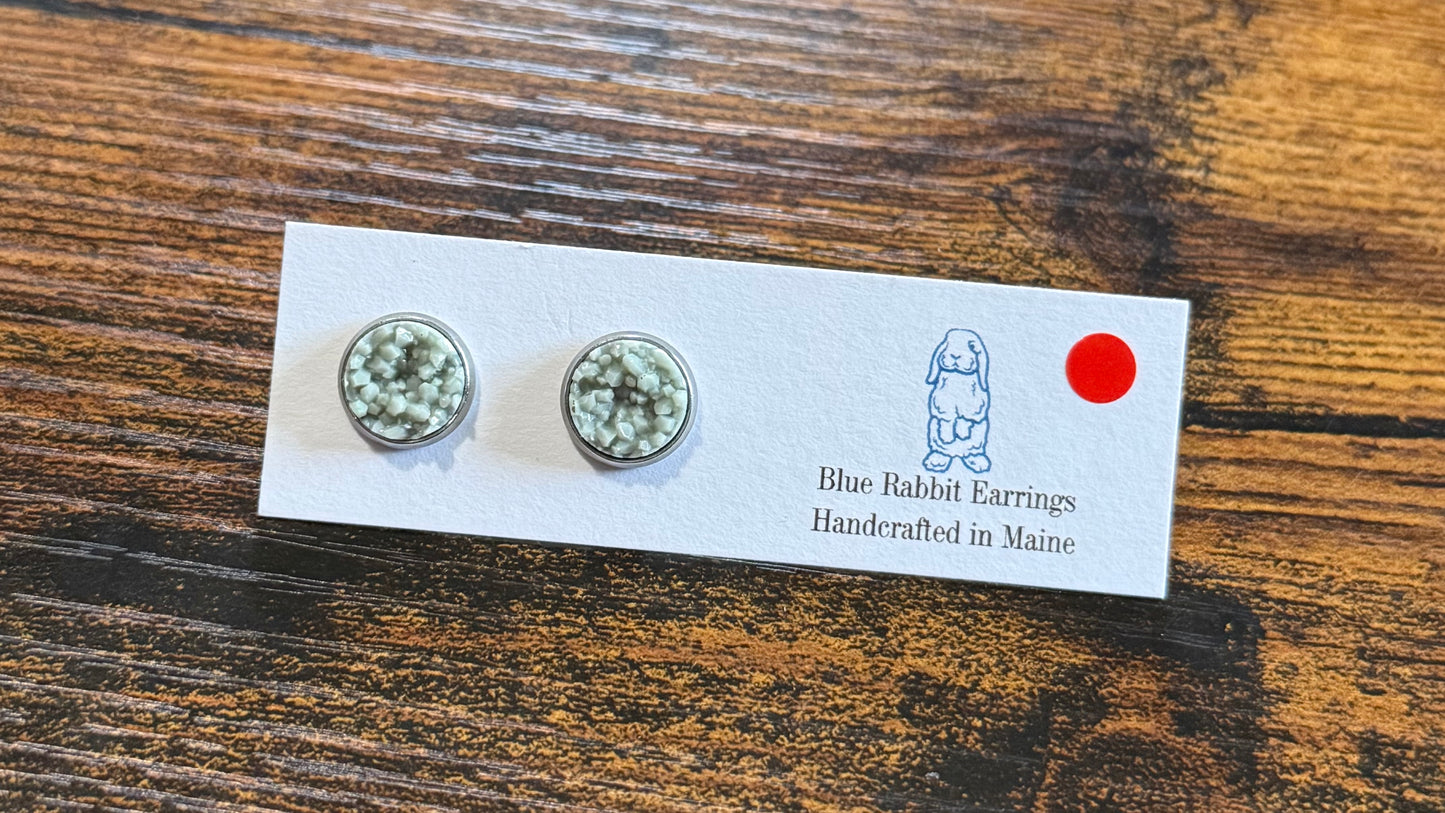 Sage Druzy Studs 10mm