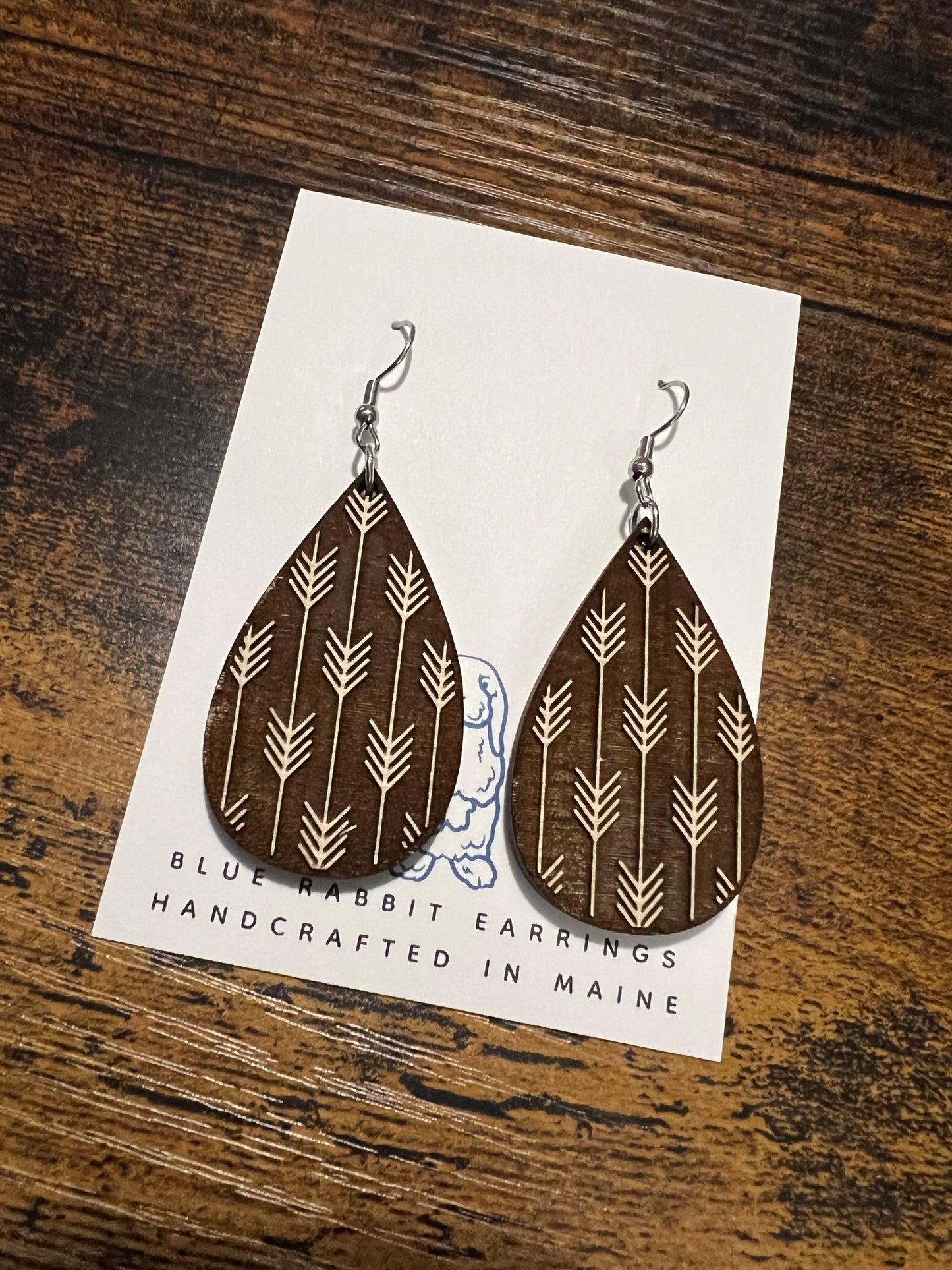 Birch Arrow Engraved Earrings