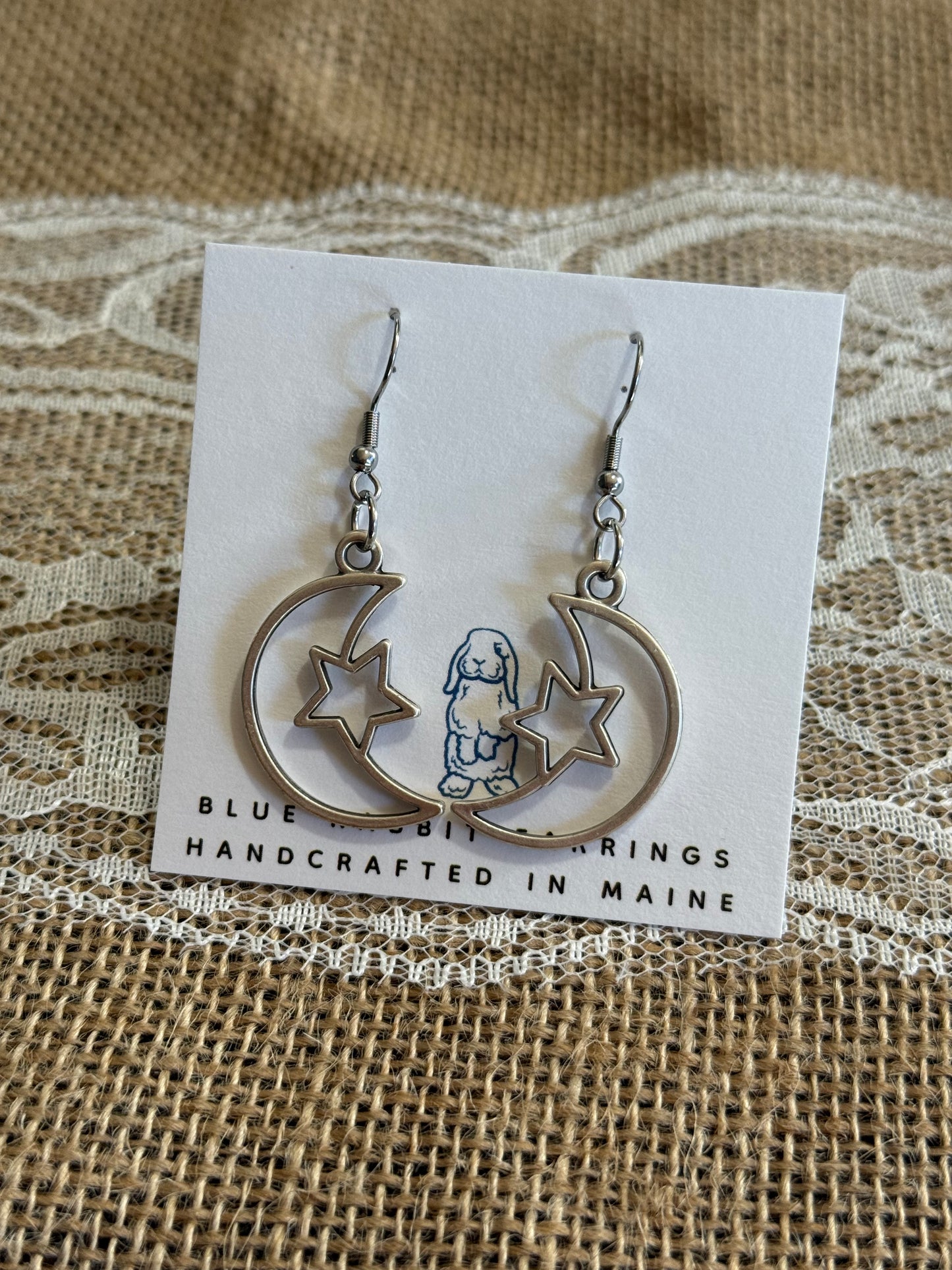 Antique Silver Moon & Star Earrings