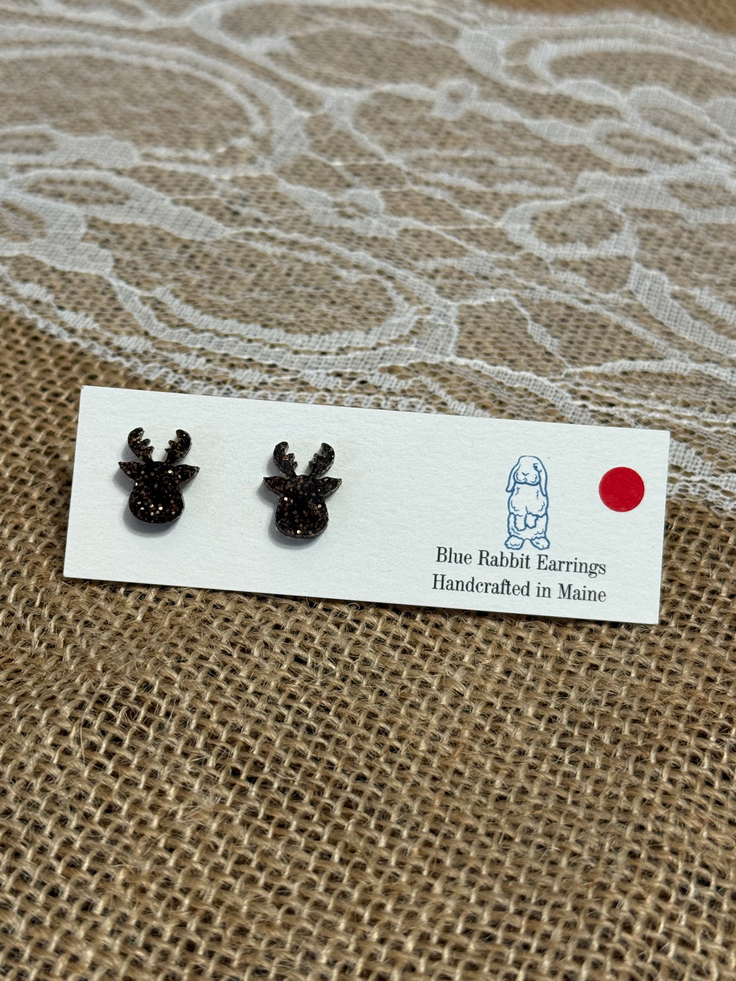 Glitter Reindeer Studs