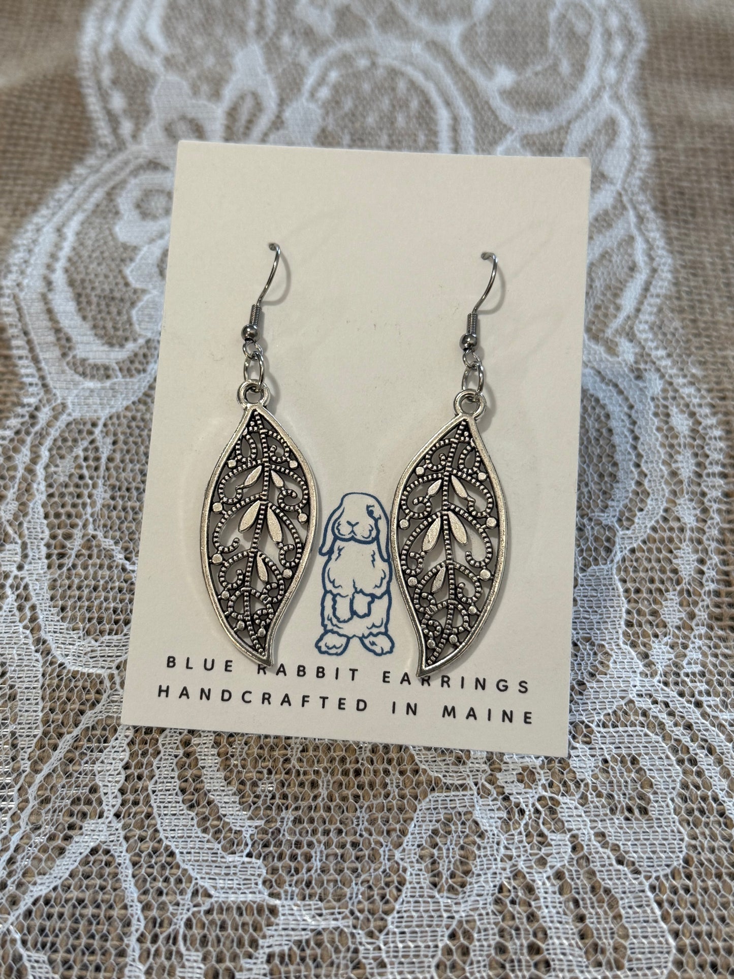Antique Silver Leaf Earrings