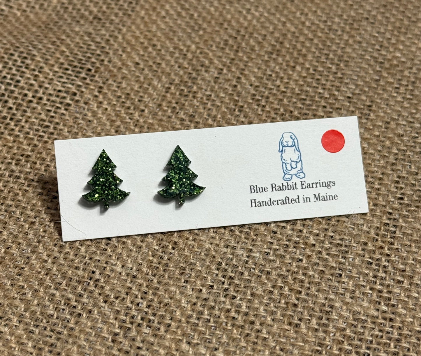 Acrylic Green Tree Studs